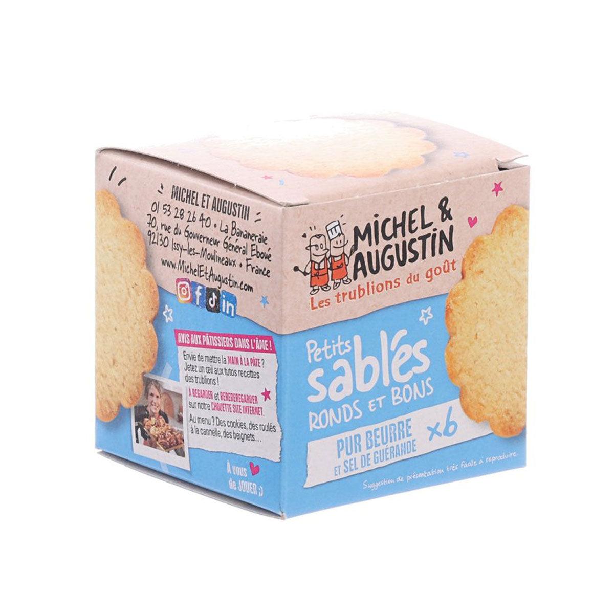 MICHEL & AUGUSTIN mini biscuit box, side view with Petits Sables label