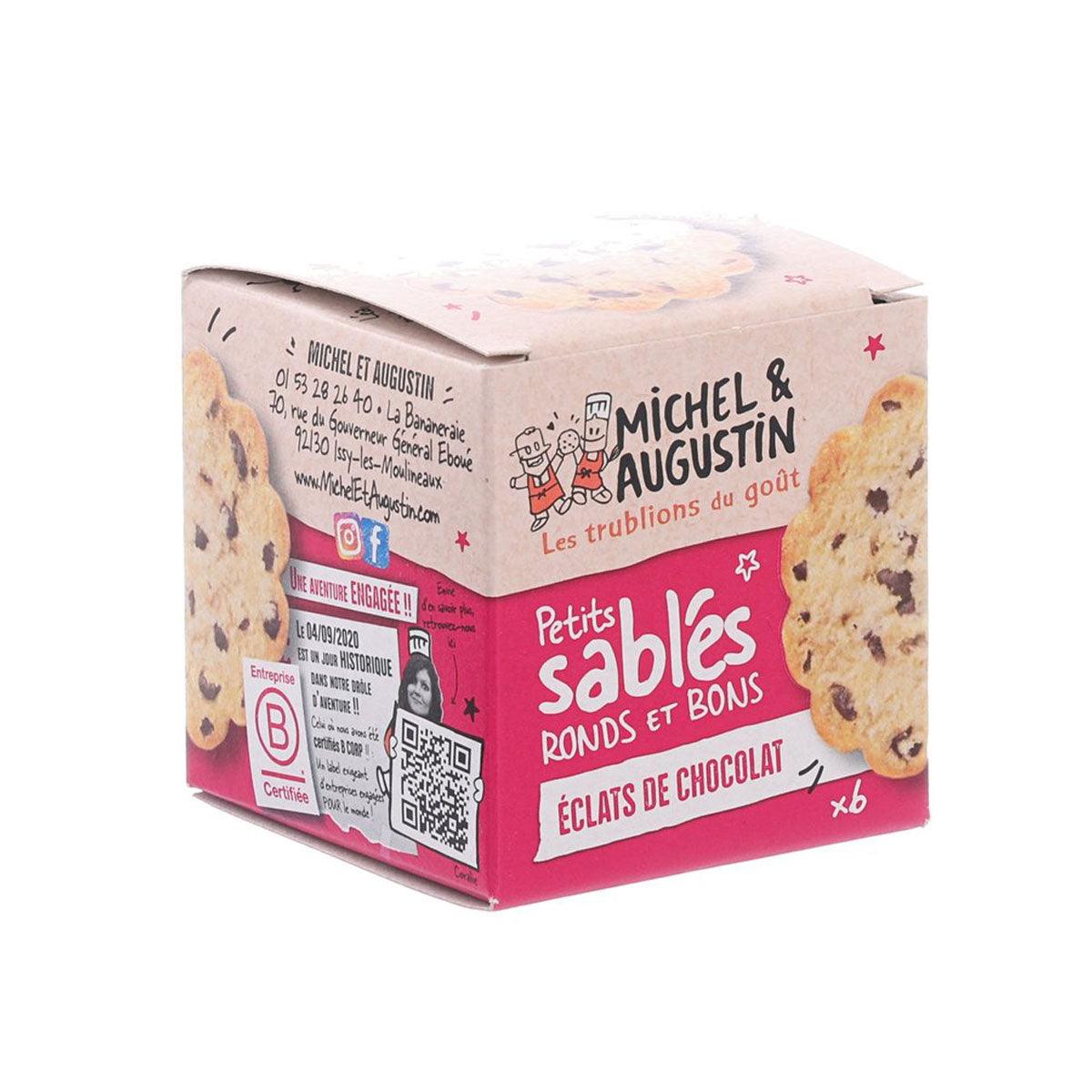 Chocolate chip biscuit box with MICHEL & AUGUSTIN branding on side panel
