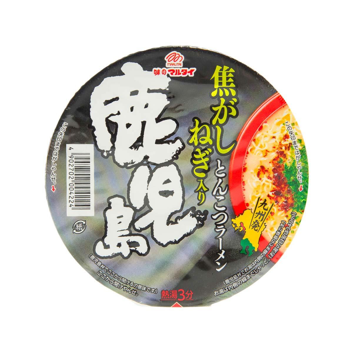 MARUTAI instant ramen cup lid, pork bone soup, red/yellow artwork