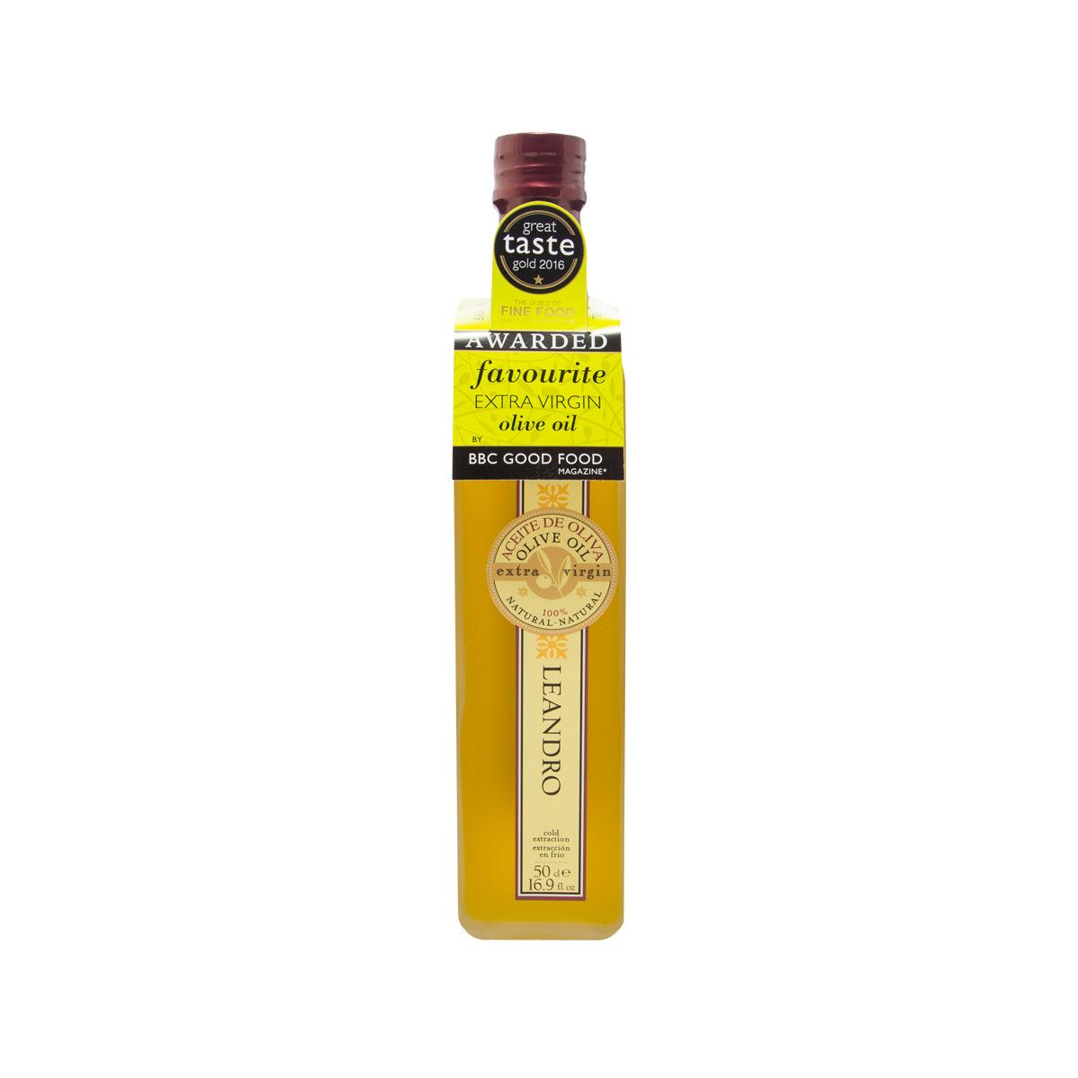 SAN LEANDRO extra virgin olive oil 500 mL bottle, front label, dark cap