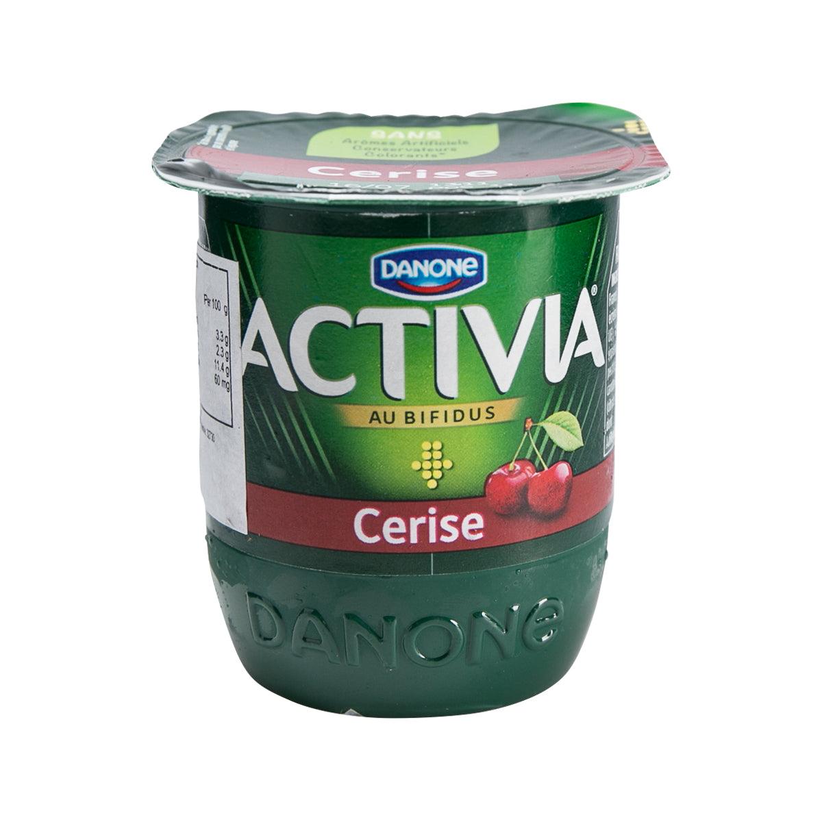 DANONE Activia cherry yogurt cup with foil lid