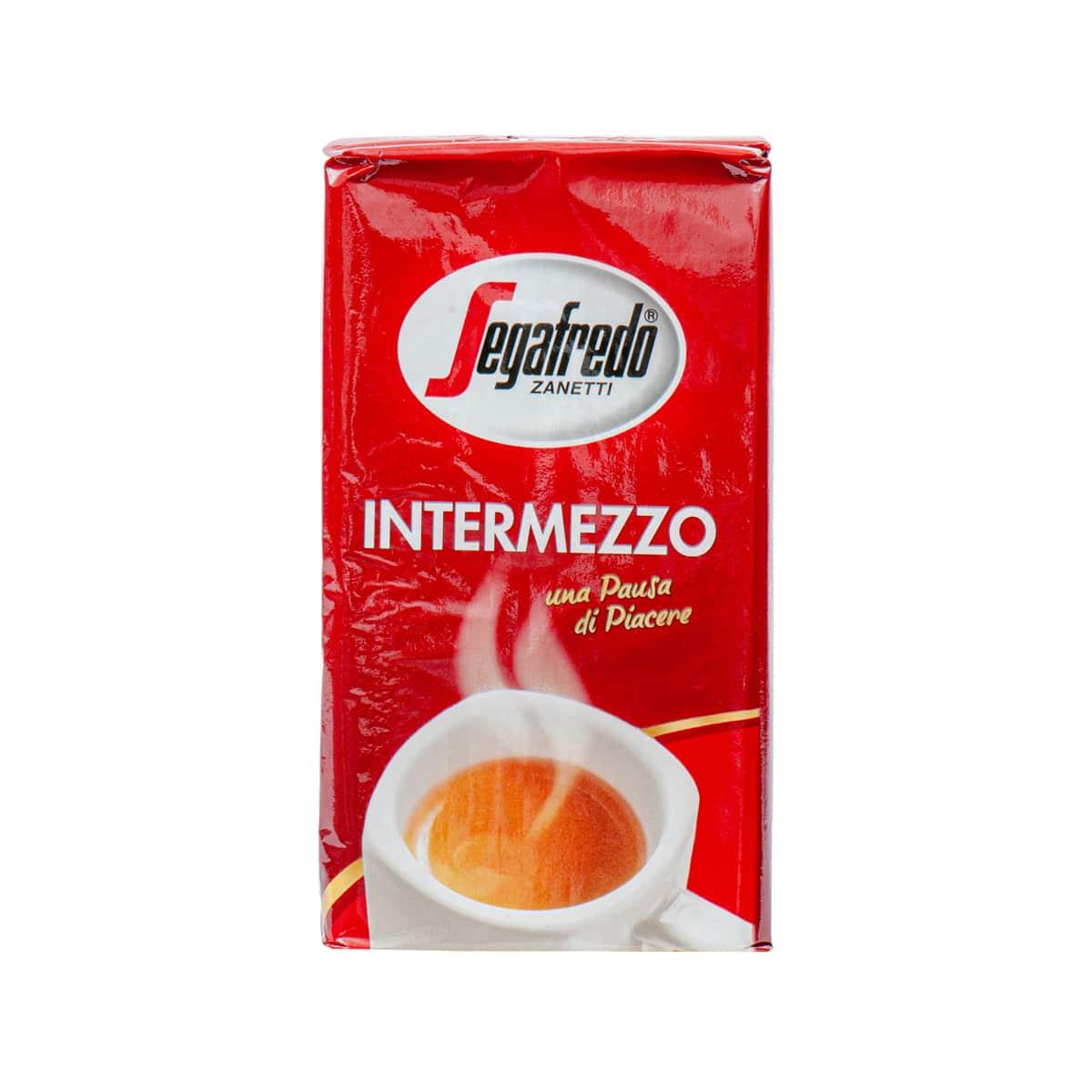 Segafredo Intermezzo Italian coffee bag, red package with espresso cup graphic
