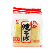 MIYAKOICHI frying noodles pouch, front view, yellow noodles inside, 5 servings