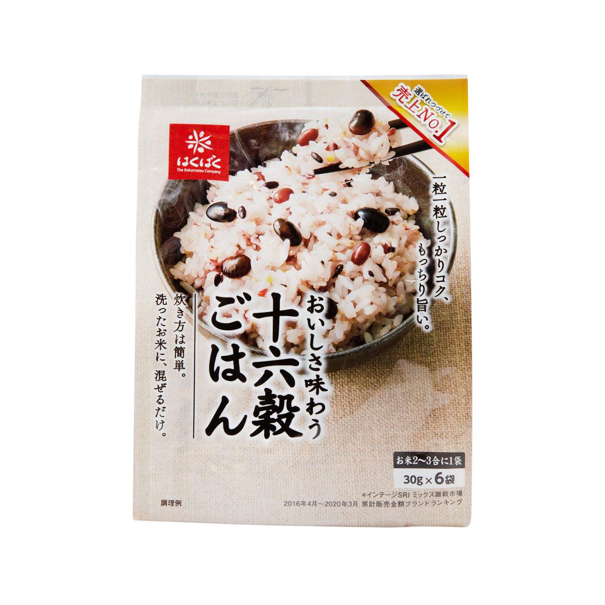 HAKUBAKU 16-grain rice mix pouch with front graphic of rice and beans