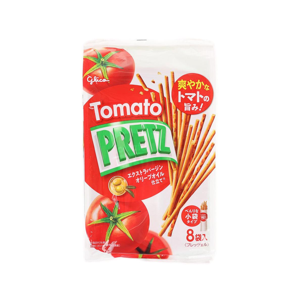 GLICO tomato pretz biscuit sticks bag, 8-pack, red and green design