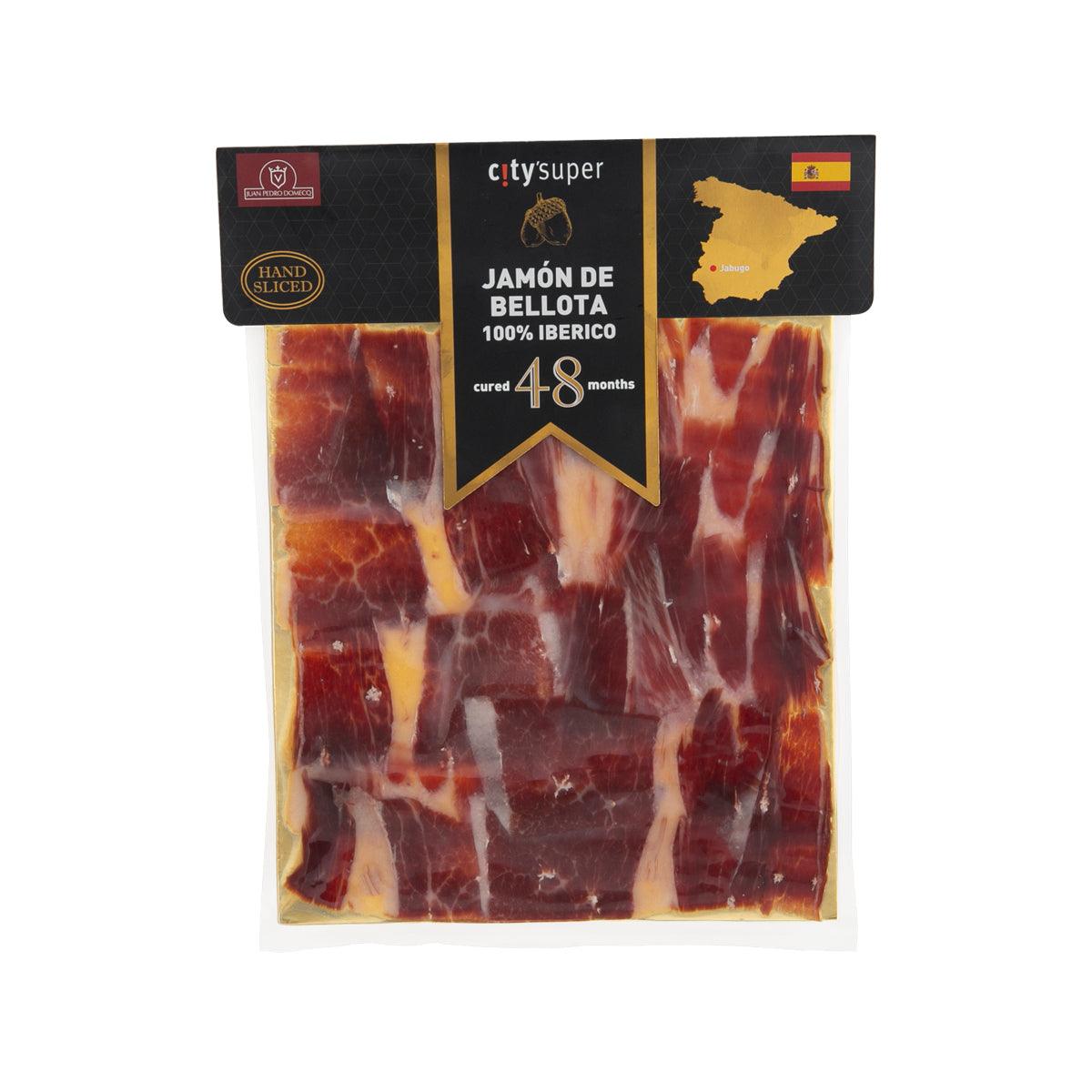 Hand-sliced Iberico ham pack, cured 48 months, 150g, in plastic wrapper