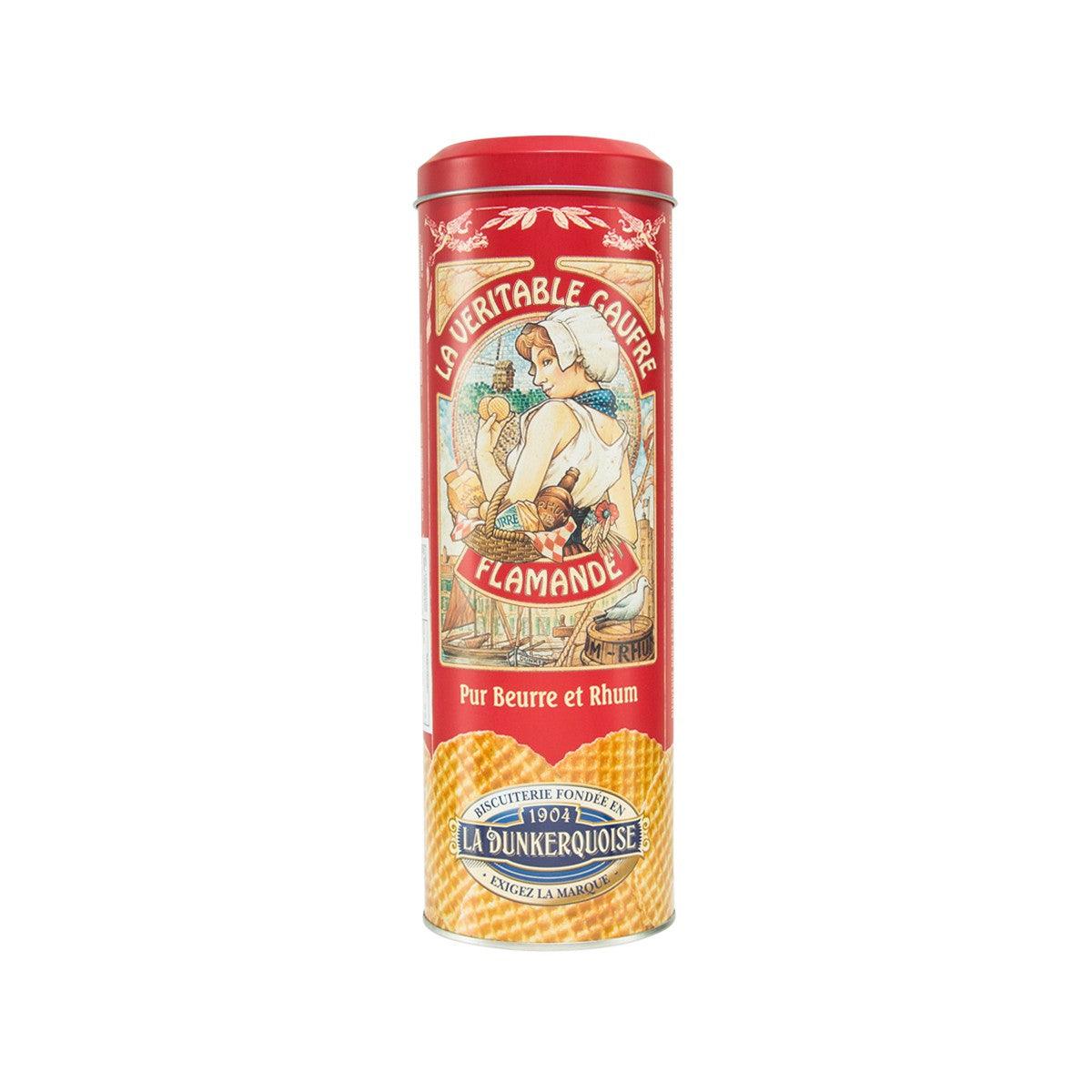 LA DUNKERQUOISE butter waffles canister, red and gold tube with label