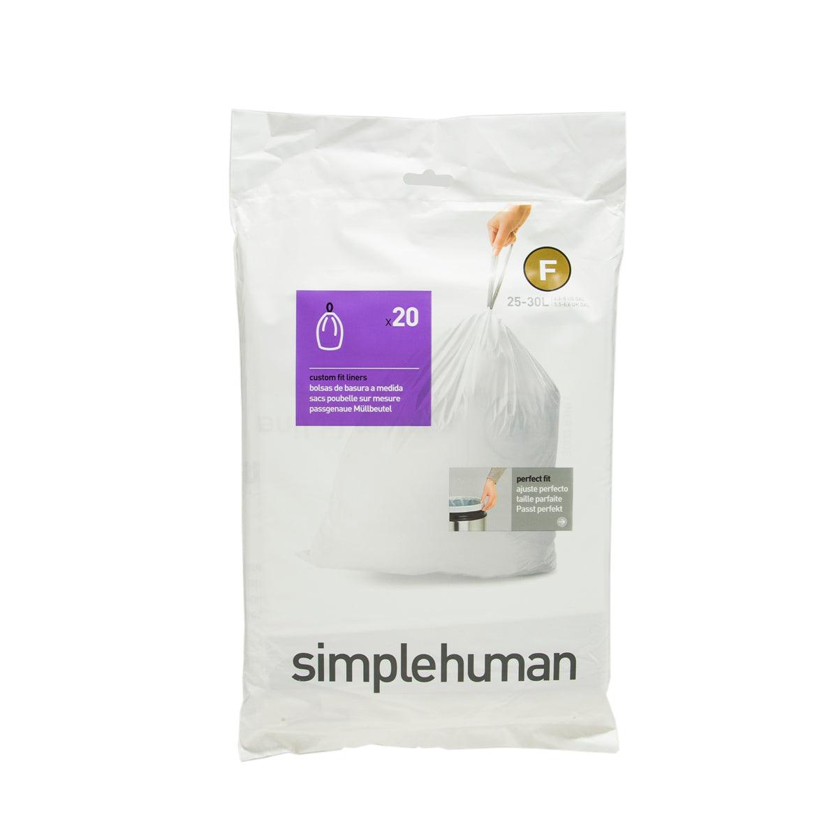 SIMPLEHUMAN Code F-type 25L trash bag liners, 20-pack, white