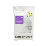 simplehuman 30L G-code trash bags, 20-pack; white bag with simplehuman logo