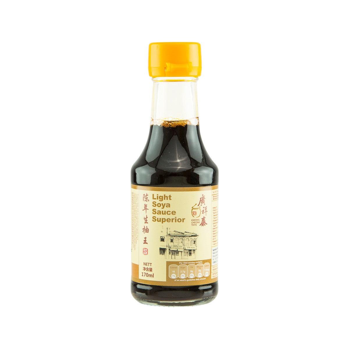 KWONG CHEONG THYE light soya sauce bottle, yellow cap, front label, 170 mL