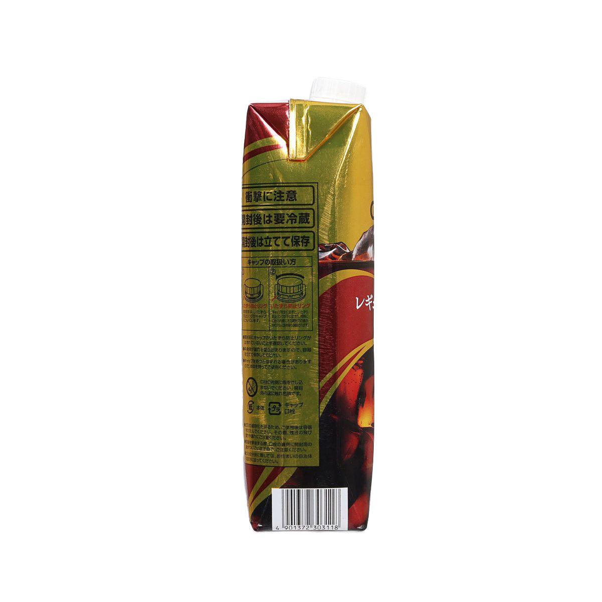 Liquid coffee no-sugar carton, 1000 mL, barcode and label panel