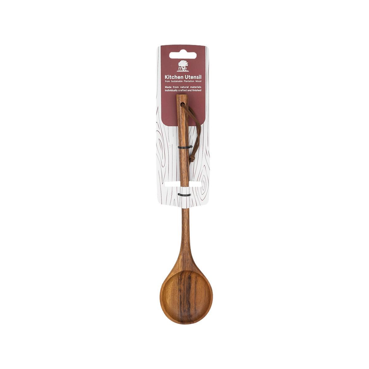30 cm wooden kitchen spoon with round bowl and long handle