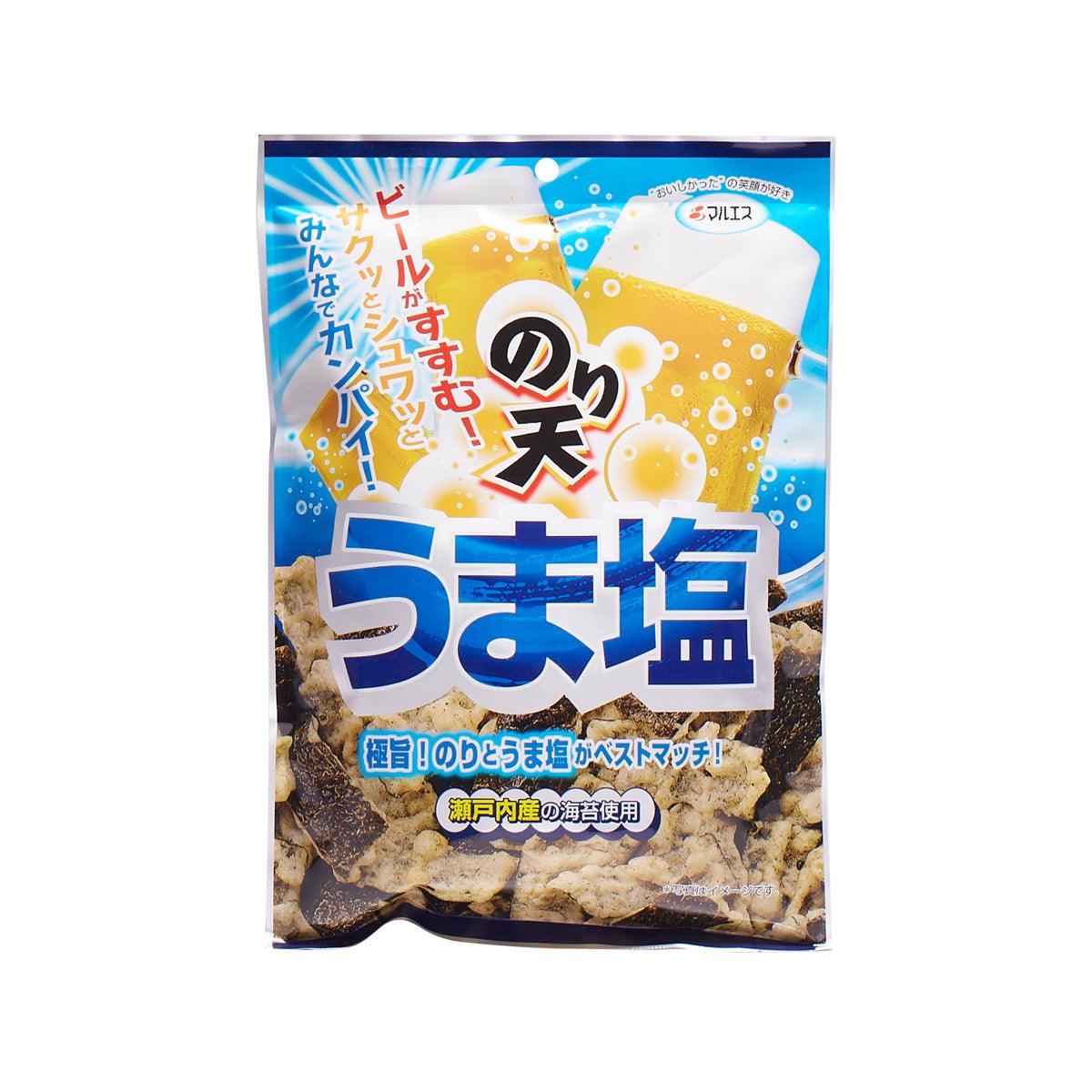 Salt seaweed tempura snack bag, front label, 75g