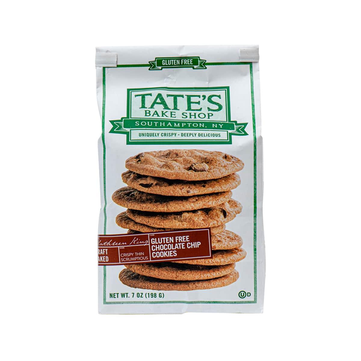 TATE'S gluten-free chocolate chip cookies in clear bag, net 7 oz (198 g)