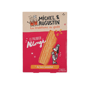 MICHEL & AUGUSTIN palmier pastry box, orange-gold flaky treats and red branding