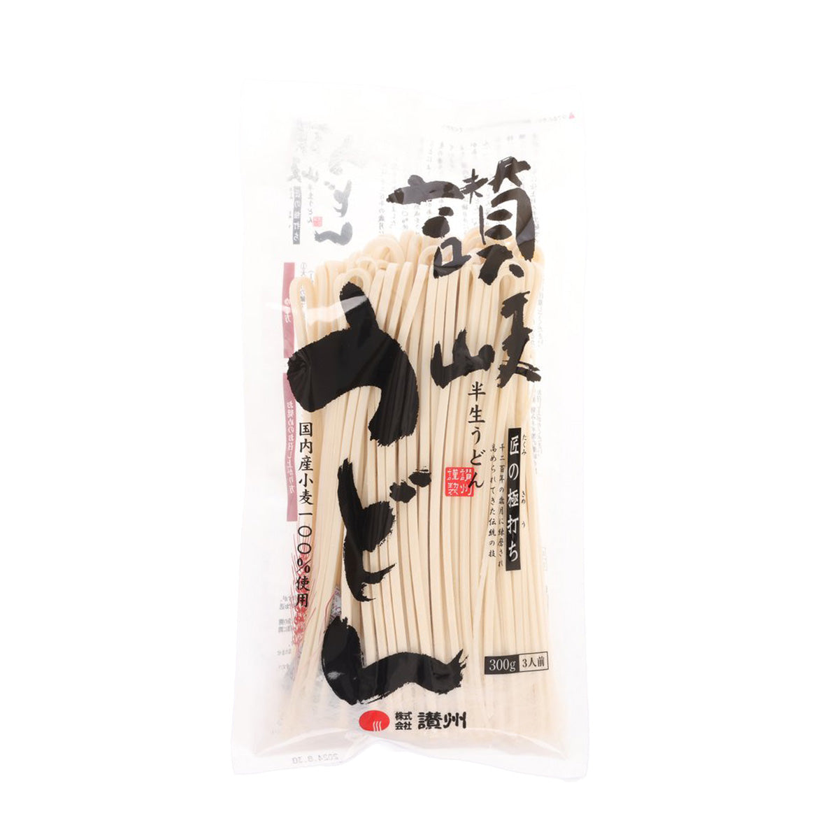 SANSHU semi-dried sanuki udon noodle 300g pack, front label with noodles