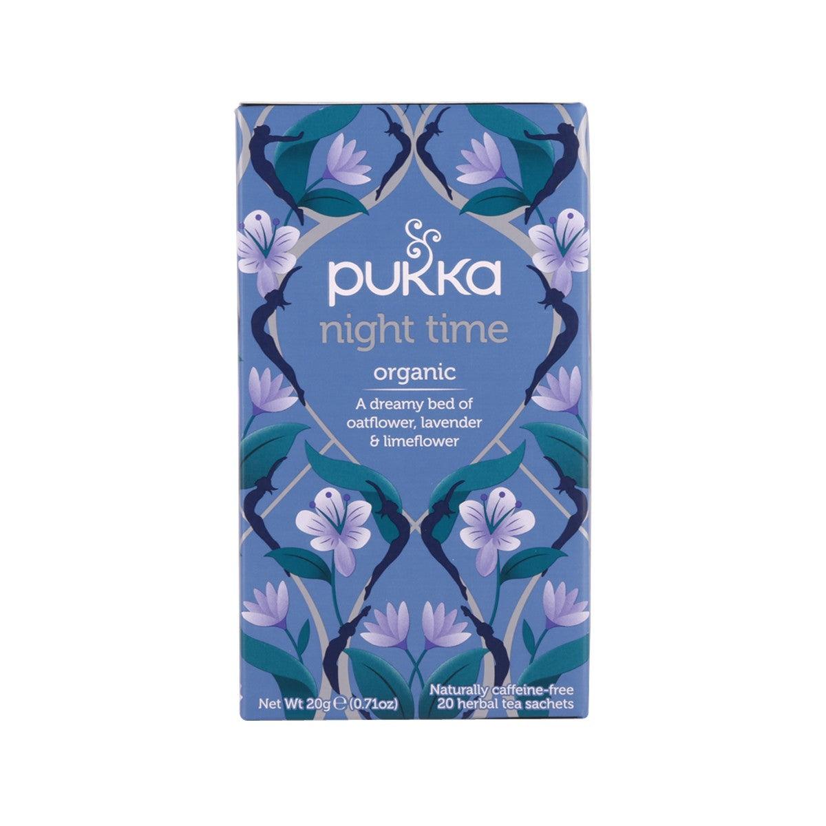PUKKA Night Time herbal tea bags box with organic oat flower, lavender & limeflower