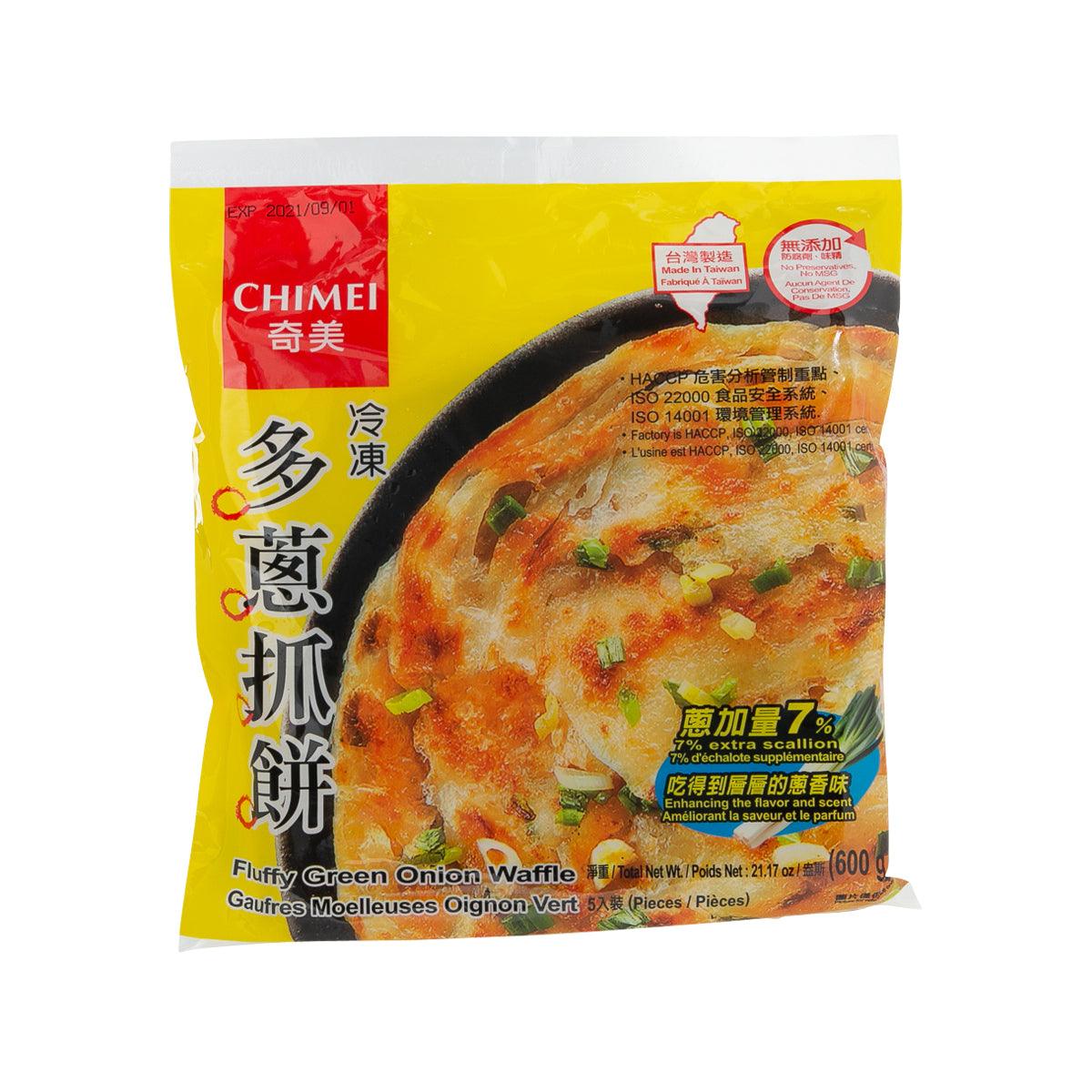 CHIMEI frozen fluffy green onion waffle package, 600 g, front view