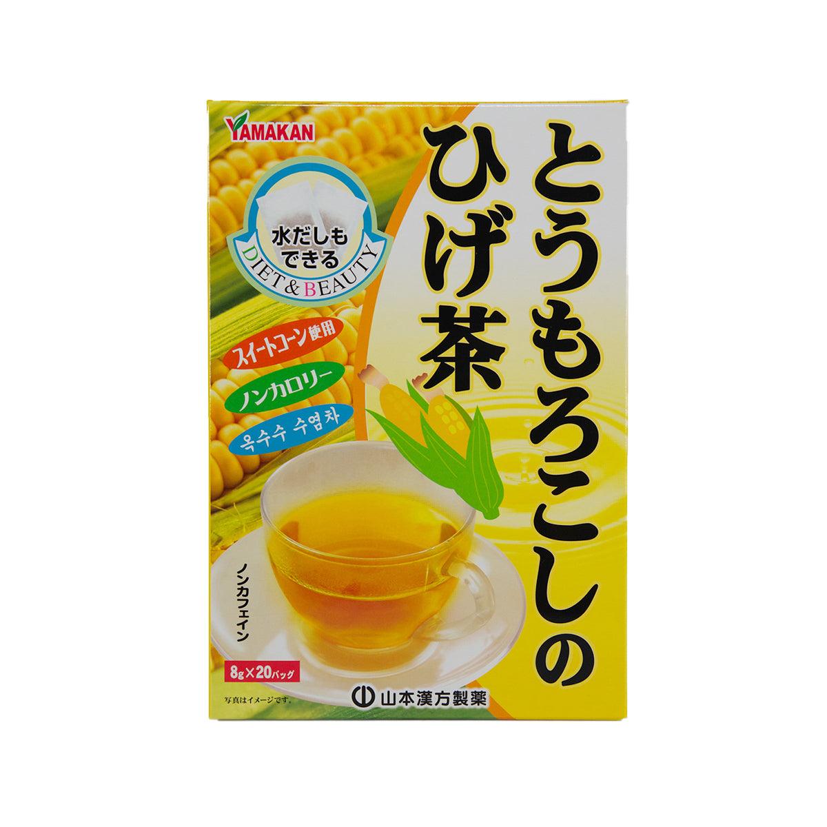 YAMAMOTO KANPO corn silk tea bags package with cup and corn silk imagery