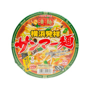 YAMADAI instant ramen cup with green lid and Yokohama vegetable soup label