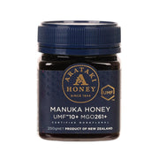 Manuka honey jar with blue lid, ARATAKI label, UMF10+ 250g