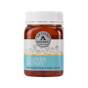 ARATAKI Clover honey liquid bottle, 500 g, front label with clover honey text