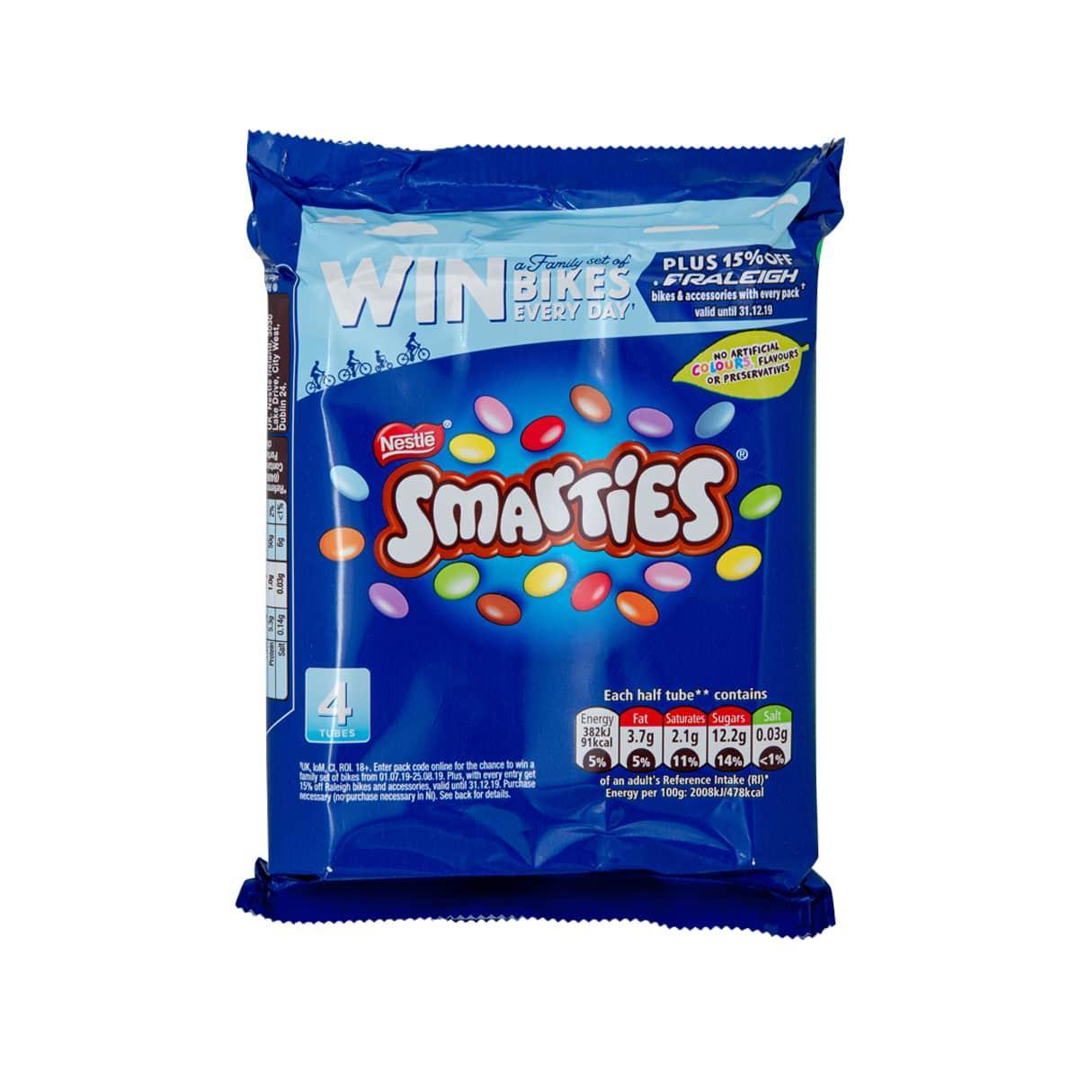 NESTLE Smarties milk chocolate pouch, blue pack with candy graphics