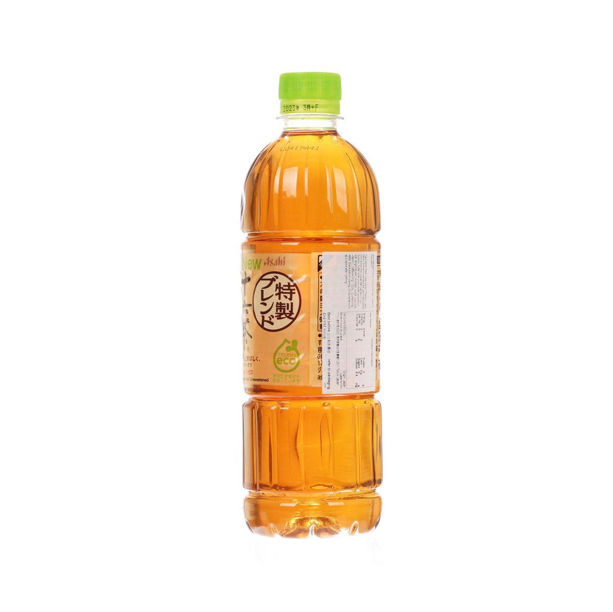 Caffeine-free Jurokucha tea bottle, amber 660 mL with back label details