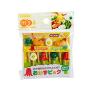 Reusable food decoration pick set in package, egg and sausage shapes in assorted colors