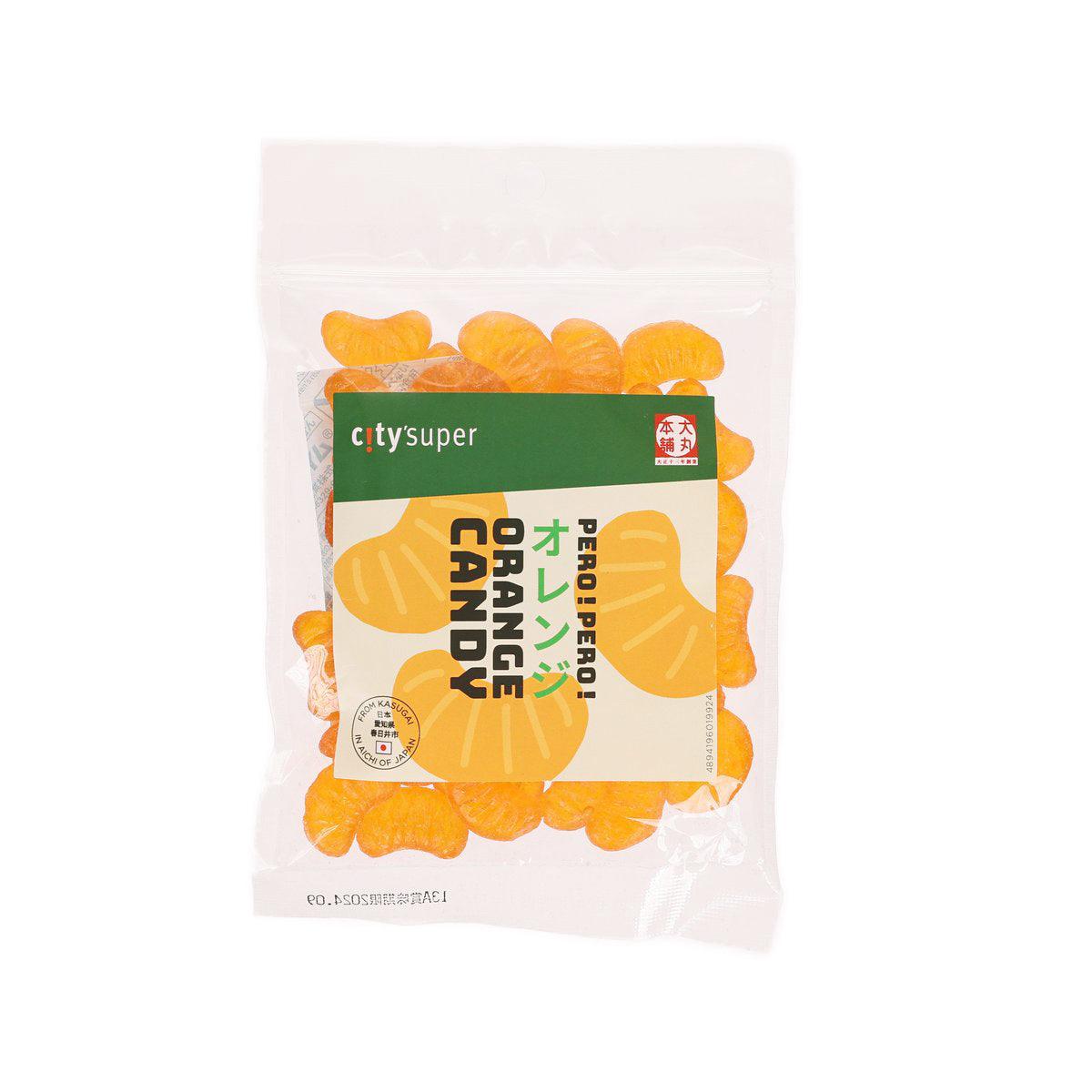 CITYSUPER mandarin candy in clear bag, orange fruit-shaped candies