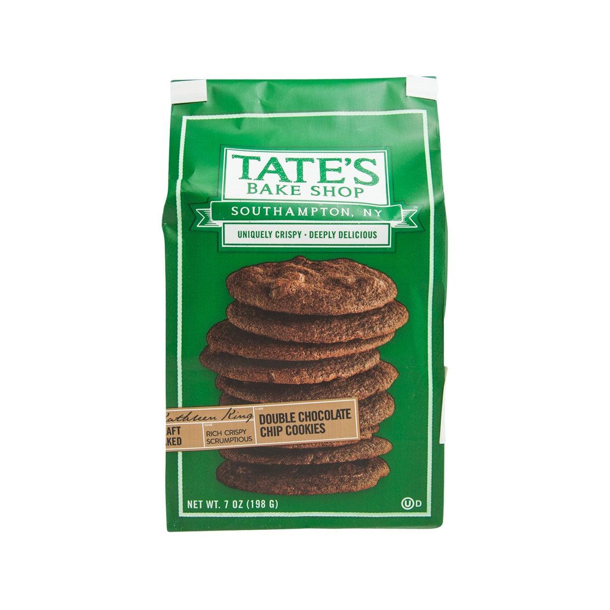 Double chocolate chip cookie bag with photo of stacked cookies, 198g