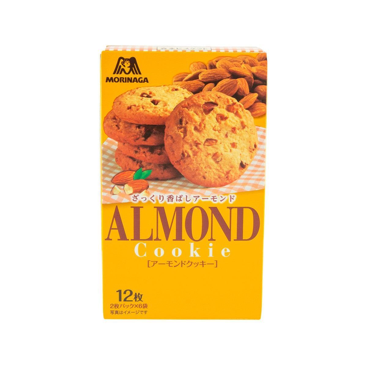 MORINAGA Almond Cookie box, front view with cookie photos and 12 pieces label