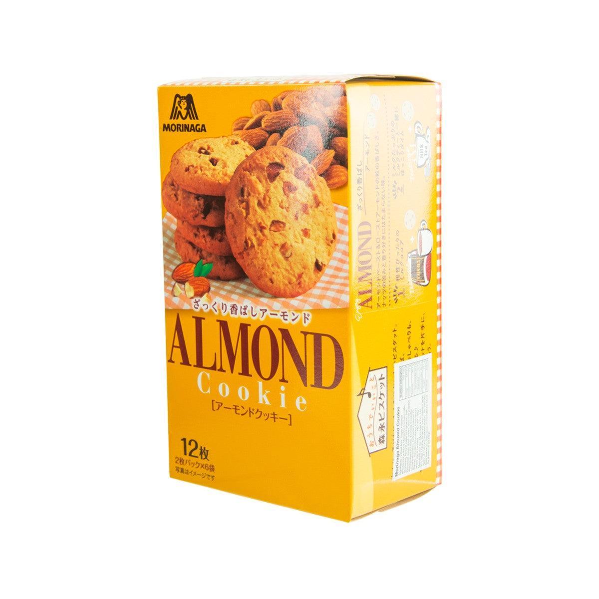 MORINAGA Almond Cookie box, angled view showing side with product info