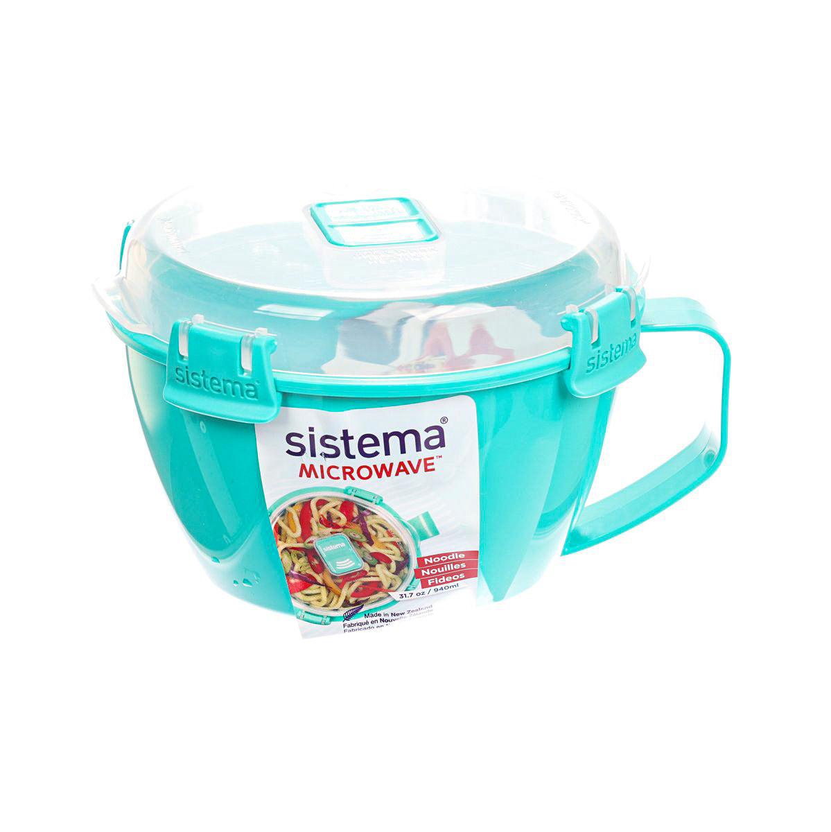 Microwave noodle bowl with lid and handle, turquoise, SISTEMA brand