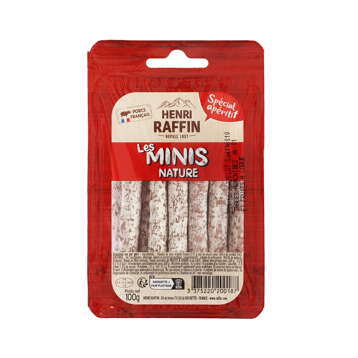 HENRI RAFFIN air-dry mini salami, 100 g in red blister pack