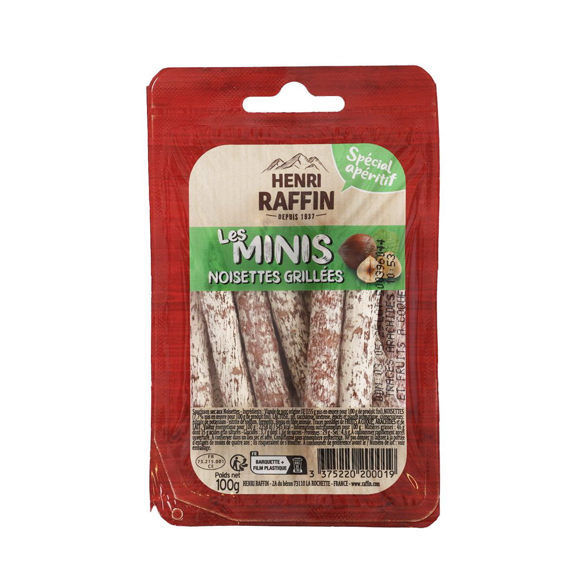 HENRI RAFFIN mini salami with grilled hazelnuts, 100g pack
