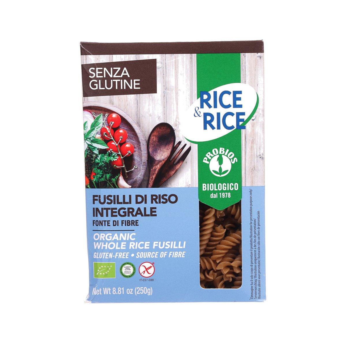 PROBIOS gluten-free whole rice fusilli pasta, 250g bag