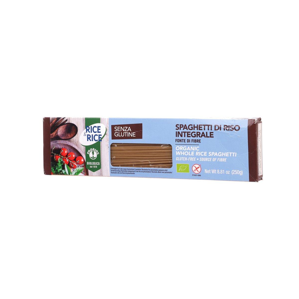 PROBIOS whole rice spaghetti gluten-free pasta box, front view