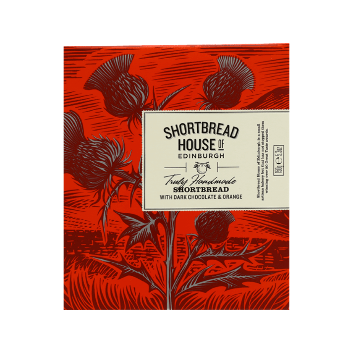 Shortbread with dark chocolate and orange, labeled SHORTBREAD HOUSE of EDINBURGH