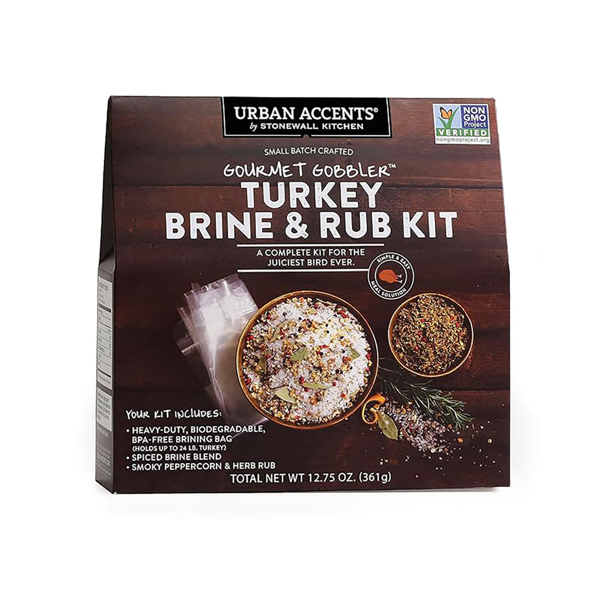 Turkey brine and rub kit box with herbs and seasonings, 361 g