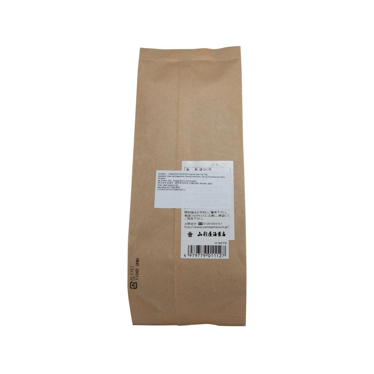 YAMAGATAYA NORITEN Houjicha green tea pouch, 100g, brown kraft bag with back label
