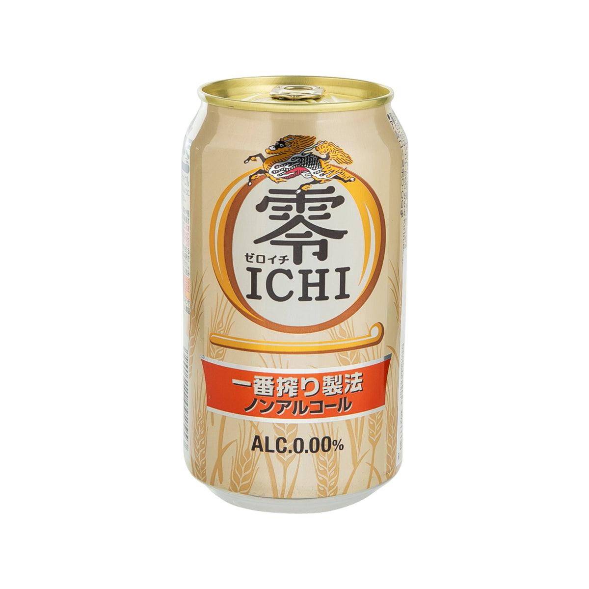 Alcohol-free beer taste beverage can by KIRIN, gold can with ALC 0.00% label