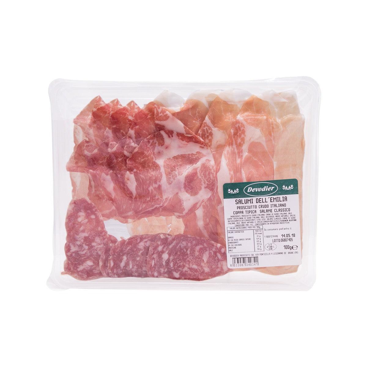 DEVODIER sliced cured ham assortment in clear plastic tray