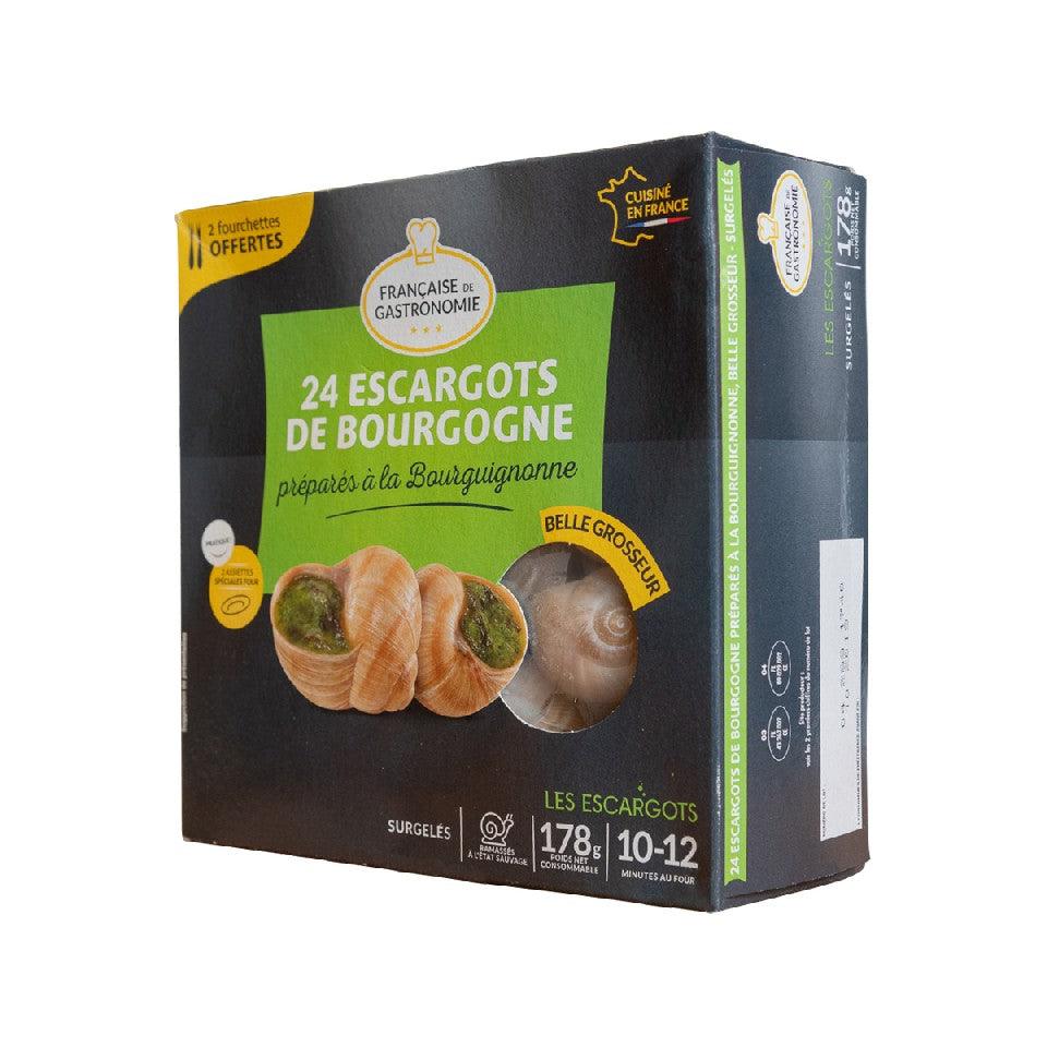 Prepared escargot package with front panel and side view, 178g, 10–12 count