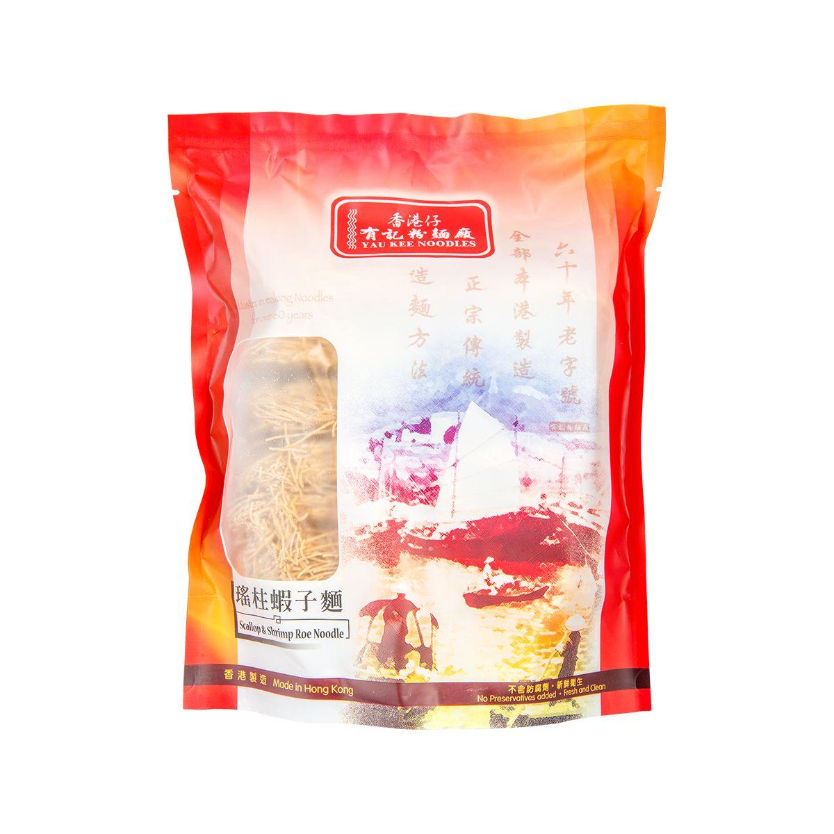 YAU KEE dried shrimp roe noodle bag with noodle strands visible through window