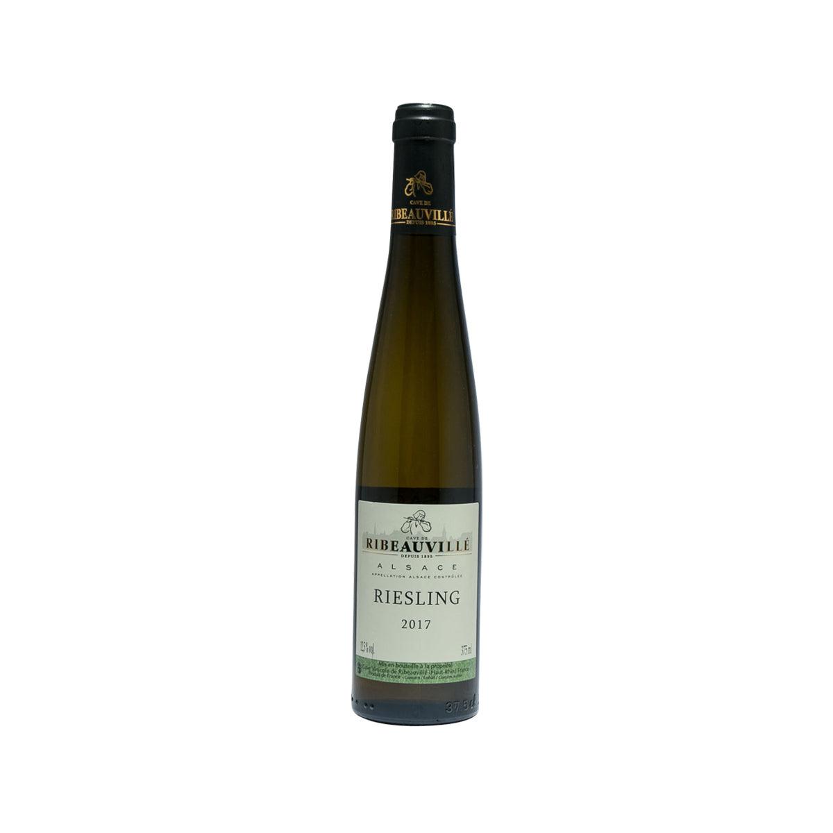 RIBEAUVILLE Riesling white wine bottle, dark green glass with black cap