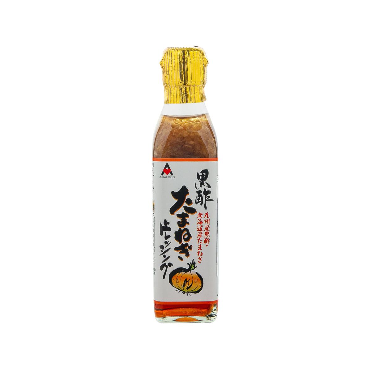 AJIAFOODS Nama onion dressing bottle, clear bottle with amber liquid and white label.