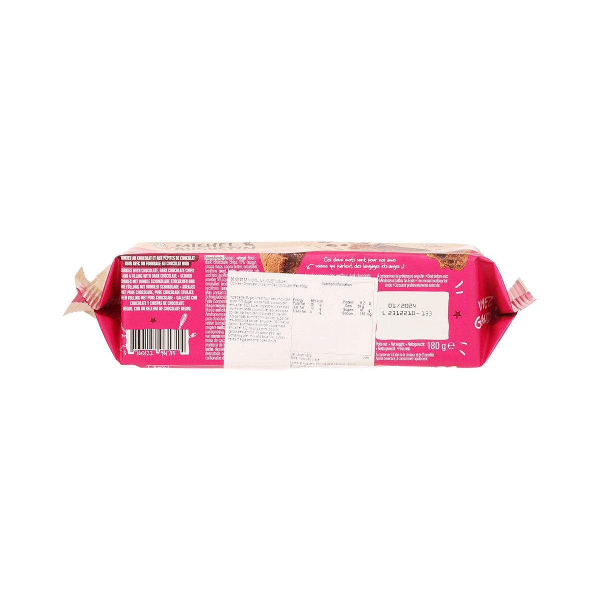 MICHEL & AUGUSTIN cookie bar package back with ingredients and barcode label