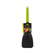 Nylon kitchen turner with lime green handle and black square head