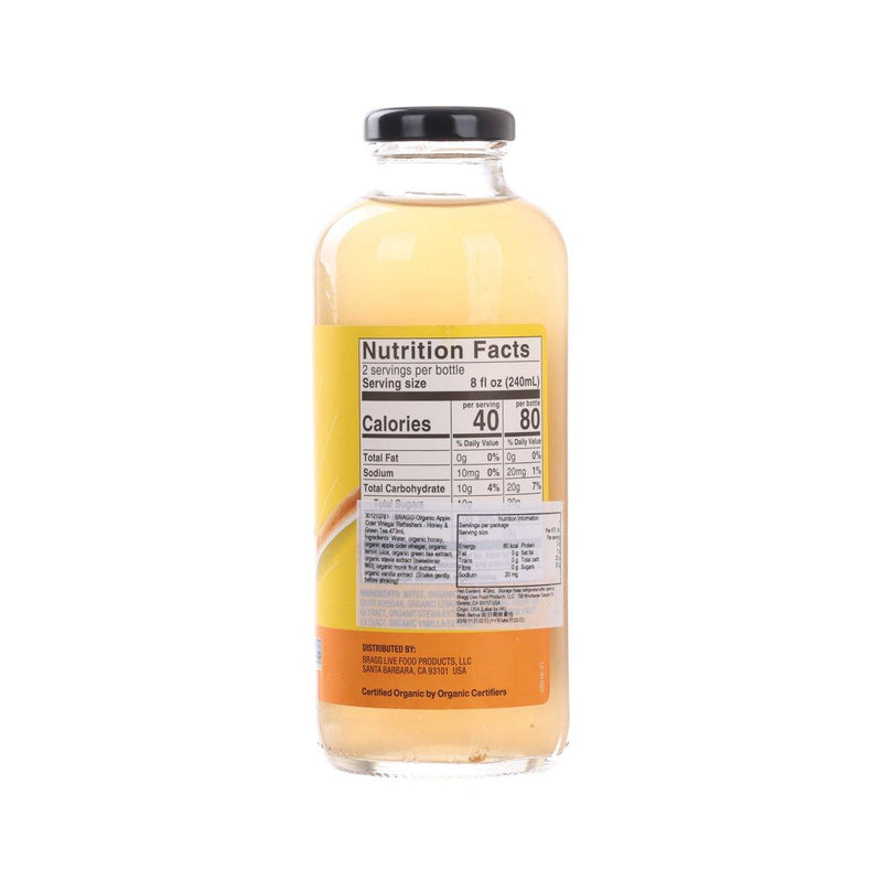 BRAGG Organic Apple Cider Vinegar Refreshers - Honey & Green Tea  (473mL)